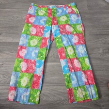 Lilly Pulitzer Cropped Pants Floral Patchwork Print Colorful Casual Size 6