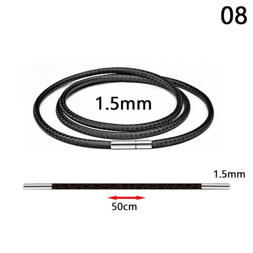 Women Men Necklace Cord Leather Cord Wax Rope Chain Stainless Steel Clasp DIY US - Picture 20 of 72