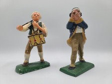 2 Vintage Cast Iron Toy Figures Americana Drummer and Piccolo Colonial