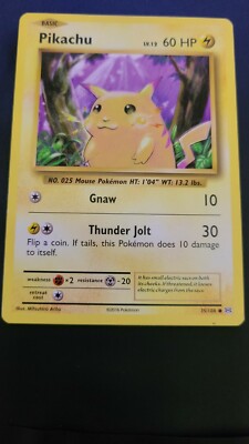 Pikachu pokemon card 1st gen *YELLOW CHEEKS* rare 35/108 | eBay