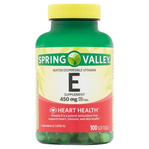 Spring Valley WaterDispersible Vitamin E Supplement Softgels, 450 mg