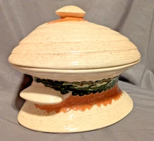 Vintage 1970s Novelty Oyster Clam Shell Lidded Ceramic Soup Serving Bowl Dish