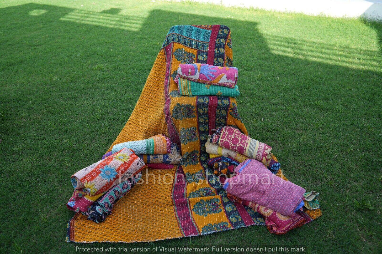 Reversible Throw Blanket Wholesale Lot 10 PC Vintage Kantha Quilt