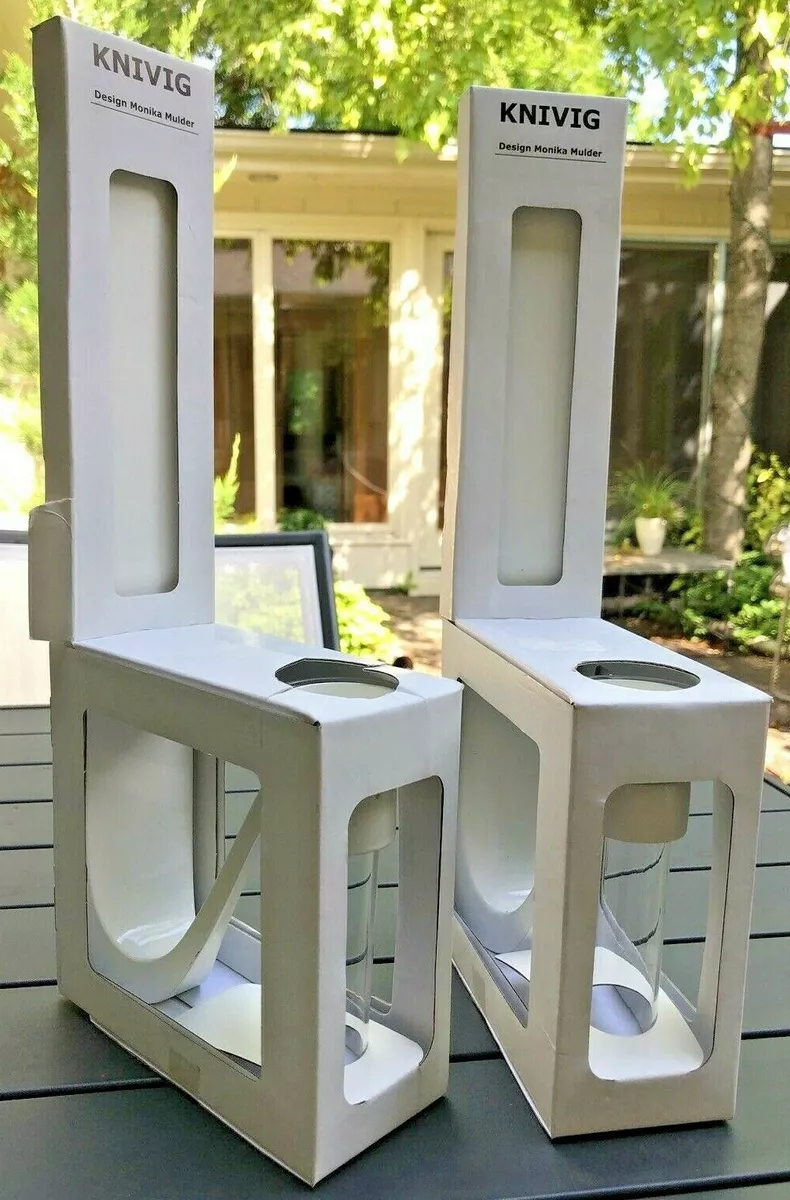 Pair of Ikea KNIVIG White Wall Sconce Candle Holder Vase New Set of 2
