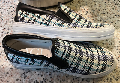 AGL ATTILIO GUSTI LEOMBRUNI SLIP ON SNEAKERS SIZE 37.5/7.5 PLAID
