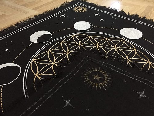 Moon Of Phases Alter Cotton Altar Cloth Tarot Spread Witchcraft Witchery Wiccan - Picture 3 of 8