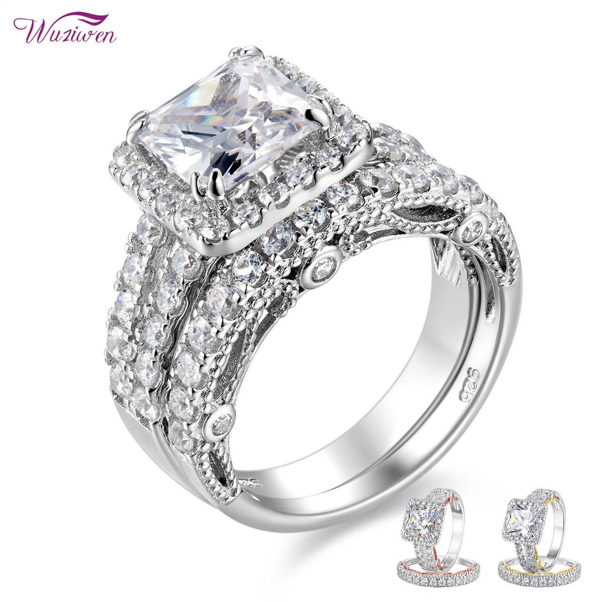 Wedding Bands Cubic Zirconia Amazon Engagement Rings Wuziwen 4CT