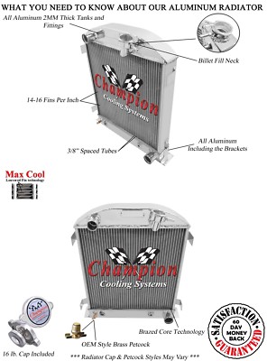 Atom Champion 4 Row Radiator Chevy/Mopar Configuration for 1932 Ford Chopped