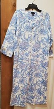 Miss Elaine Women's Quilted Floral 3/4-Sleeve Robe - Blue Floral Size Small