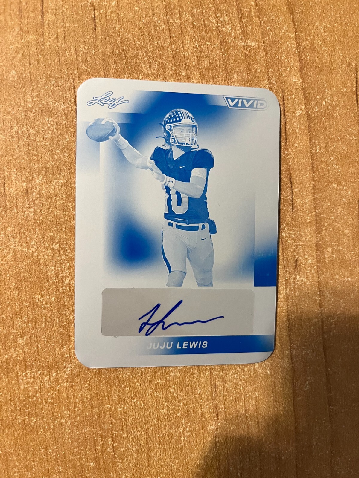 2024 Leaf Vivid Football - Juju Lewis - Cyan Printing Plate Auto #d 1/1