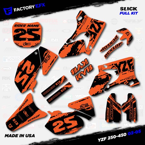 Black & Orange Slick Graphic Kit fits Yamaha YZ250F YZ450F 03-05 YZF 250 450 - Bild 1 von 5