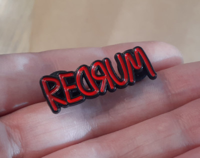 REDRUM Enamel Lapel Pin The Shining Overlook Hotel Steven King murder pinback
