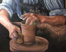 Christian Inspirational oil painting Potter’s  Hands Nicolae Art Nicole Smith