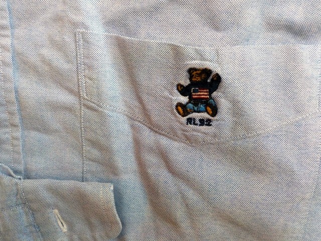 Polo Ralph Lauren Teddy Bear Logo Blue Dress Shirt Mens Medium | eBay