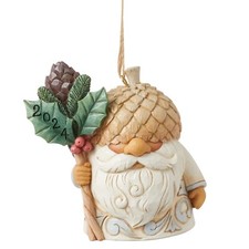 Jim Shore Heartwood Creek White Woodland Acorn Gnome Ornament 6015163 Dated 2024