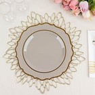 10 TAUPE 8" Round Plastic Dinner Plates GOLD Scalloped Rim Events Wedding