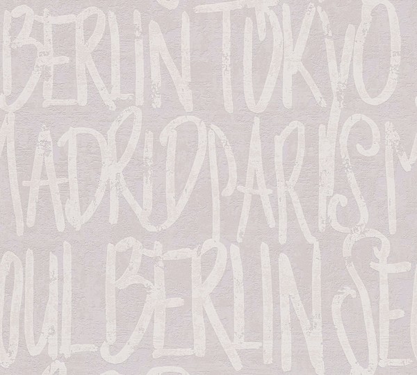 A.S. CréAtion Tapete Vlies SchöNer Wohnen 95906-1 Hellgrau Weiß Stylisch Schrift-image
