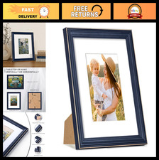 Rustic 8x10 Picture Frame - Solid Wood Farmhouse Style with Tempered Glass  Mat