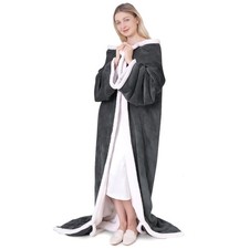 Wearable Heated Blanket with Sleeves, Electric Heated Robe with Foot Pockets,...