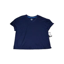 NEW Cuddl Duds T-Shirt Short-Sleeve V neck Dark Blue Silky Feel Women's XL Tee