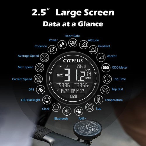 GPS Bike Computer, Wireless Cycling Computer, ANT+ Bluetooth Bicycle ...