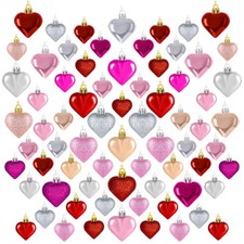 72 Pack Valentine Day Heart Shaped Ornaments Romantic Various Styles Heart Ha...