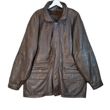 Vintage leather jacket dark brown Wallace Sacks zipped size XL