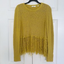 A.L.C. Andreas Fringe Silk Sweater XS Yellow ...