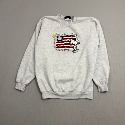 Vintage Peanuts Snoopy Proud to Be An American Sweatshirt Men's Medium 90s USA