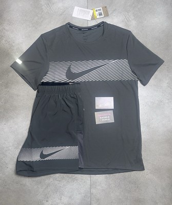Nike Miler 1.0 T-Shirt & Shorts Set - Flash Repel UV - Grey - Small - BNWT  