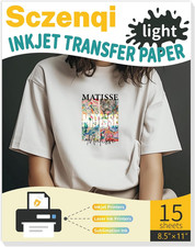 Papel de transferencia de calor para camisetas 15 hojas, 8,5" X 11" imprimible transferencia de calor V