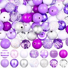 Sasylvia 100 Pcs 20 mm Rhinestone Beads Shine Disco Ball 20 mm, Purple