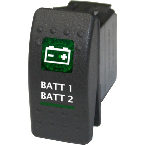 BATT 1 BATT 2 588G2 Rocker Switch 12V on off on green universal - Picture 1 of 1