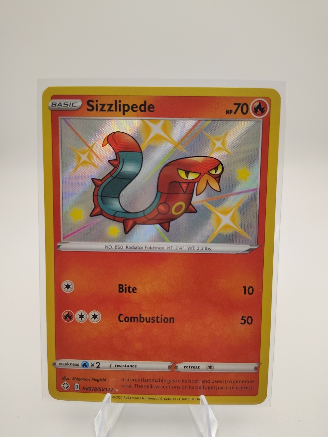 Pokemon Sizzlipede Shining Fates Shiny Vault 2021 NM Foil SV018/SV122