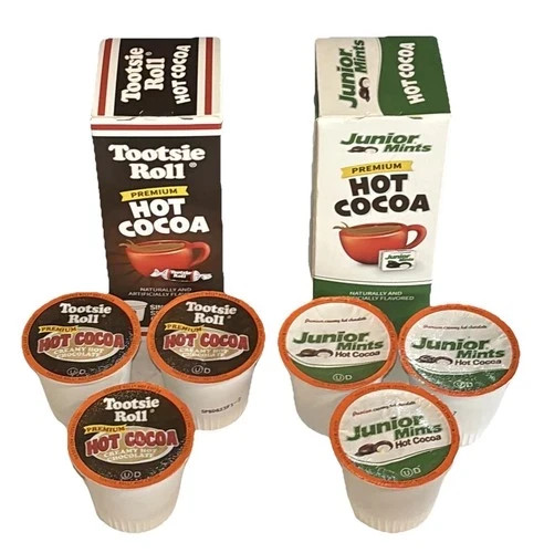 3 Tootsie Roll / 3 Junior Mint Hot Cocoa Pods for Keurig K-Cups 6 count