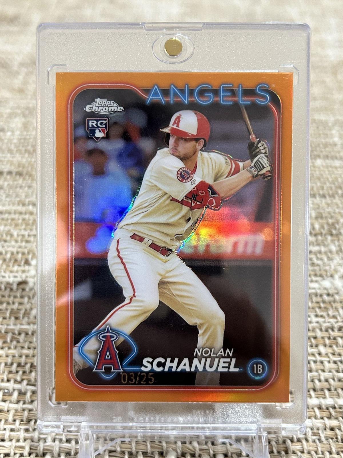 2024 Topps Chrome #274 NOLAN SCHANUEL TRUE ORANGE REFRACTOR SSP ROOKIE RC /25