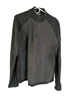 Eddy Bauer, Men's 1/4 Zip Pullover. Black, Size L Tall