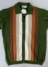 Oxknit Woven Short Sleeve Button Front Shirt, Sweater. Retro, 60s/70s Style. 2XL