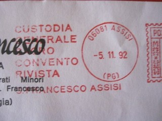 R02 METER STAMP EMA MECCANICA ITALIA 1992 ASSISI PERUGIA RIVISTA S. FRANCESCO