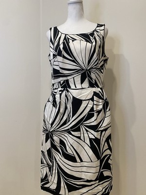 GNW Black And White Dress With Pockets Midi Size 10 Sleeveless