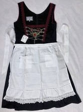 Oscartrachten Womens Dirndl Dress Apron Set Cotton Black Red Floral Size 50 EU