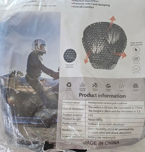 Motorcycle Seat Cushion Gel Shock Absorption 3D Honeycomb Motorcycle Seat Pad