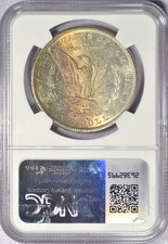 1882-S MORGAN SILVER DOLLAR NGC MS61 REVERSE RAINBOW TONED COLOR