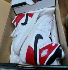 Nike Jordan 1 Mid Sneakers Toddler 7 C White Gym Red Black Shoes 640735-116