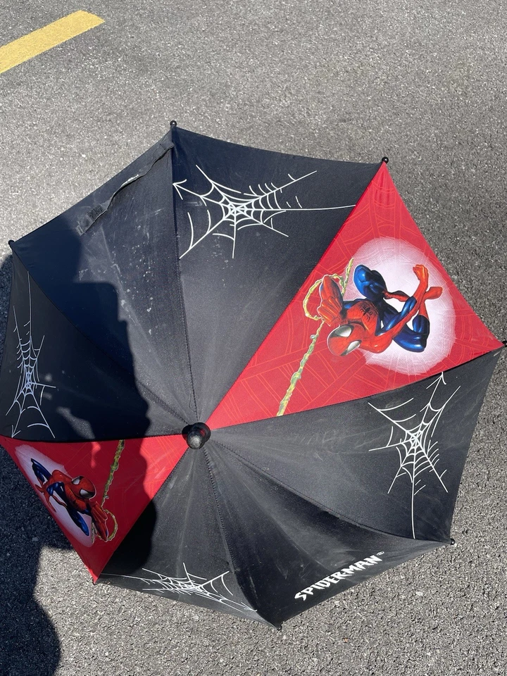 Vintage Y2K Spiderman Kids Umbrella Rare 2003 Black & Red Cartoon - Image 4 of 4