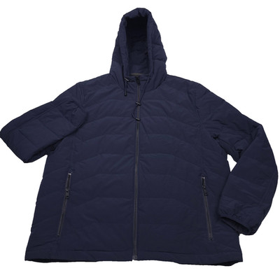 Andrew Marc New York Quilted Hooded Down Jacket Mens XL Blue Water Resistant
