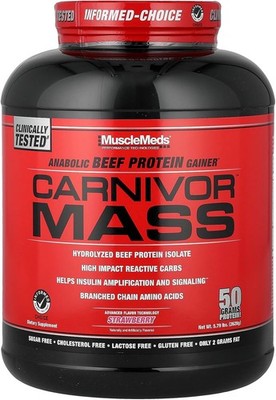 MuscleMeds Carnivor Mass Anabolic Beef Protein Gainer, 6 Pound (Pack of 1) 