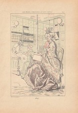 Mode Damenmode Paris im Jahr 1846 kolorierte RADIERUNG um 1902 Henri Boutet