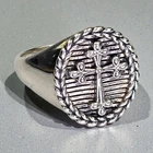 Vintage Signed Sterling Sterling Silver Religious Cross Signet Ring Size 7.75