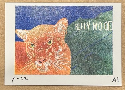 RARE Anastasia  Inciardi ''P-22''  Mountain Lion Mini Print